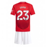 Manchester United Luke Shaw #23 Hemmatröja Barn 2024-25 Kortärmad (+ Korta byxor)